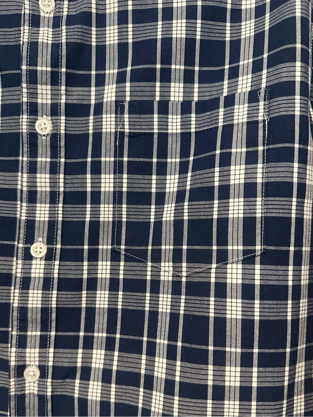 J. Crew Flex Washed Navy and White Tartan Plaid Button-Down Shirt Large Slim